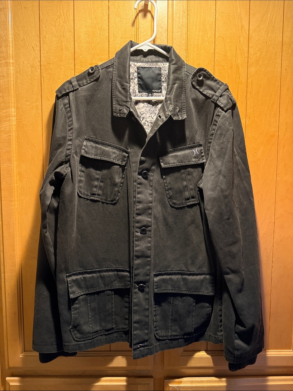 Hurley Black Military Field Jacket with Flap Pockets